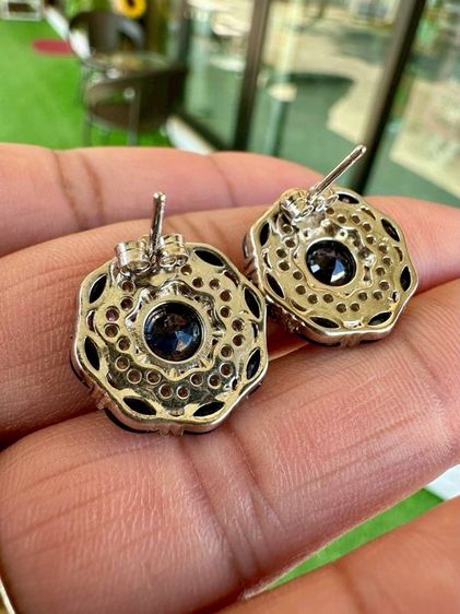 📌 ต่างหูเงินแท้ พลอยแท้ไพลินชิ้นใหญ่💙💙  รูปที่ 2