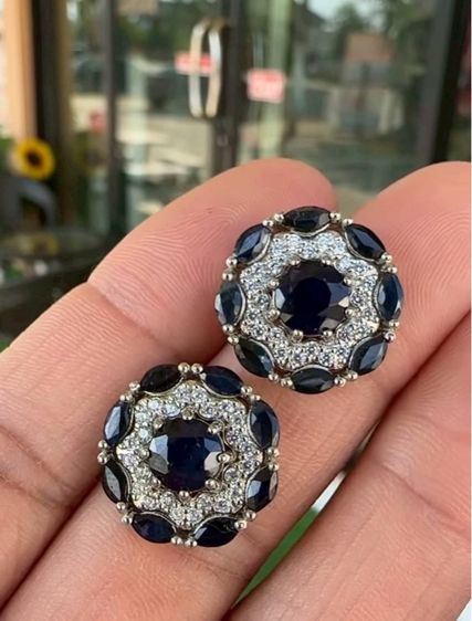 📌 ต่างหูเงินแท้ พลอยแท้ไพลินชิ้นใหญ่💙💙 