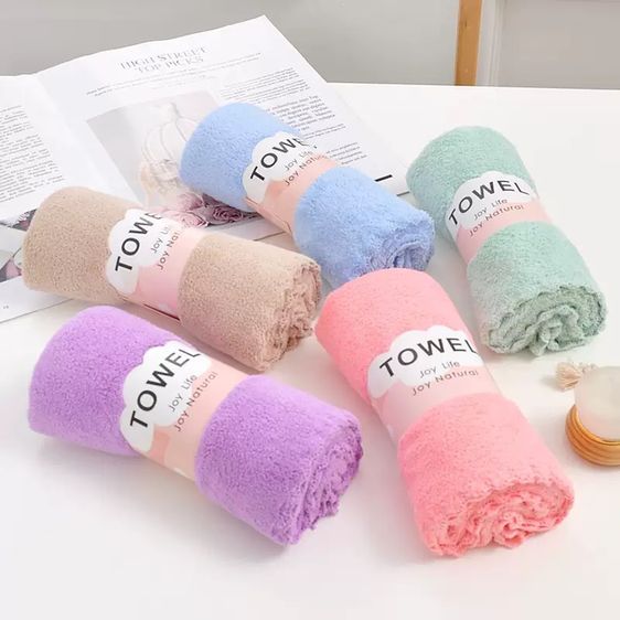 ผ้าขนหนูคอตตอนซอฟต์ไร้ขอบขนาด35x75cm ยกแพ็ค6ผืน 