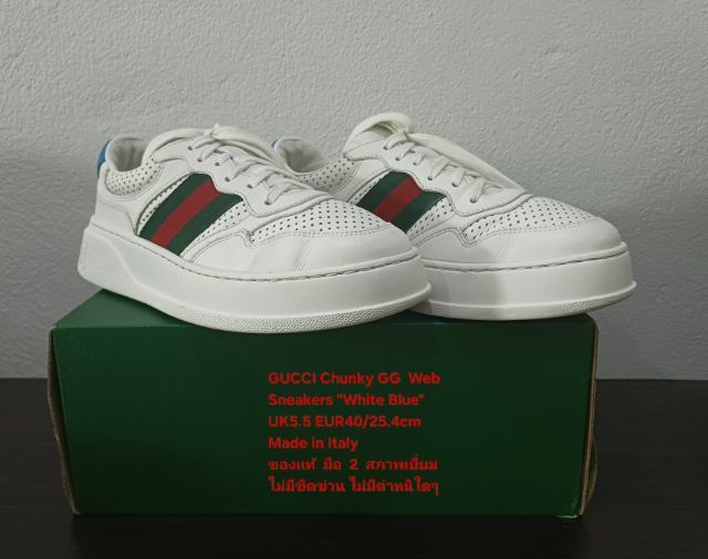 GUCCI Chunky GG Web Sneakers, Unisex 5.5UK 40EU(25.5cm) Original made in italy ของแท้ มือ 2 สภาพเยี่ยม, รองเท้า Gucci หนังแท้ ไม่มีตำหนิใดๆ รูปที่ 4