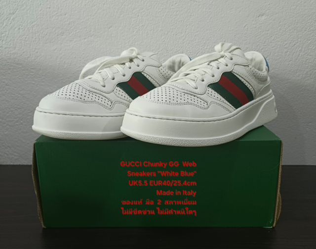 GUCCI Chunky GG Web Sneakers, Unisex 5.5UK 40EU(25.5cm) Original made in italy ของแท้ มือ 2 สภาพเยี่ยม, รองเท้า Gucci หนังแท้ ไม่มีตำหนิใดๆ รูปที่ 5