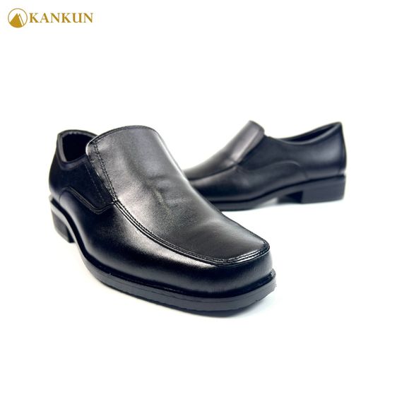 KANKUN รองเท้าคัทชูหนังแท้ แบบหน้ากว้าง พื้นนุ่มพิเศษ สีดำ ออกแบบเฉพาะสำหรับลูกค้าสไตล์นี้ รุ่น KN91-BLACK รูปที่ 2