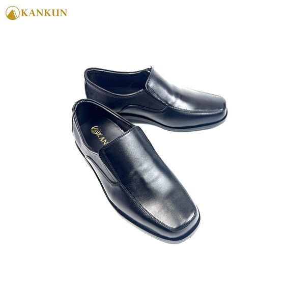 KANKUN รองเท้าคัทชูหนังแท้ แบบหน้ากว้าง พื้นนุ่มพิเศษ สีดำ ออกแบบเฉพาะสำหรับลูกค้าสไตล์นี้ รุ่น KN91-BLACK รูปที่ 4