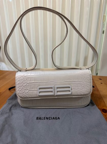 Balenciaga Gossip Small Bag Crocodile Embossed- White