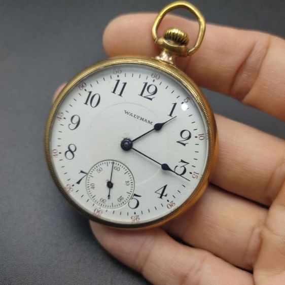 นาฬิกาพก โบราณ แบรนด์ WALTHAM เปิดหน้า ตัวเรือนขนาด 47มม. case brand monator ยุคต้น 1900 รูปที่ 5