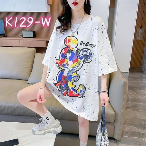 เสื้อยืดover size ลายน่ารักผ้า cotton  รูปที่ 4