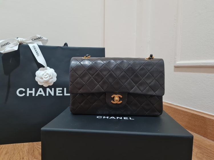 หญิง ดำ หนังแท้ กระเป๋า Chanel Classic