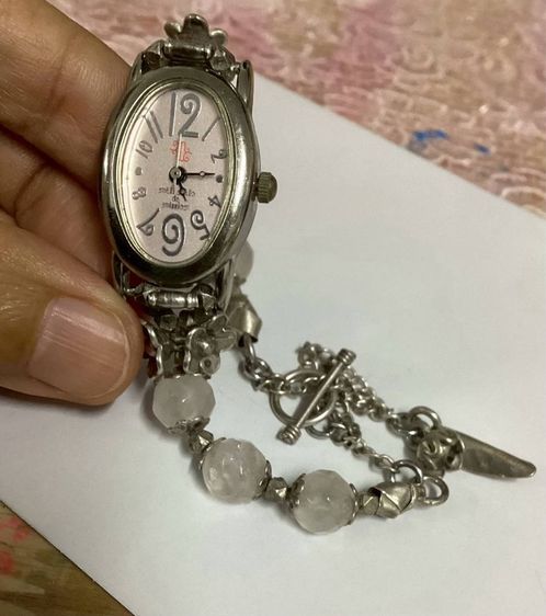 📌นาฬิกาแบรนด์ญี่ปุ่นแท้ เงินแท้  หินโรสควอต🩷🩷 เดินปกติ  รูปที่ 8