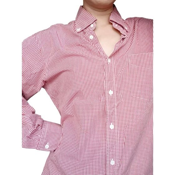 เชิ้ตแขนยาว สีแดง ลายทาง และลายตาราง สภาพดี รูปที่ 11