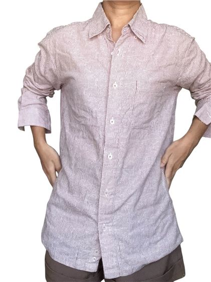 เชิ้ตแขนยาว สีแดง ลายทาง และลายตาราง สภาพดี รูปที่ 4