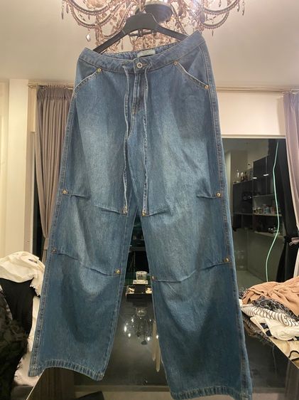 ปราด้า เดนิม กางเกงยีนส์ ทรงขากระบอกกว้าง