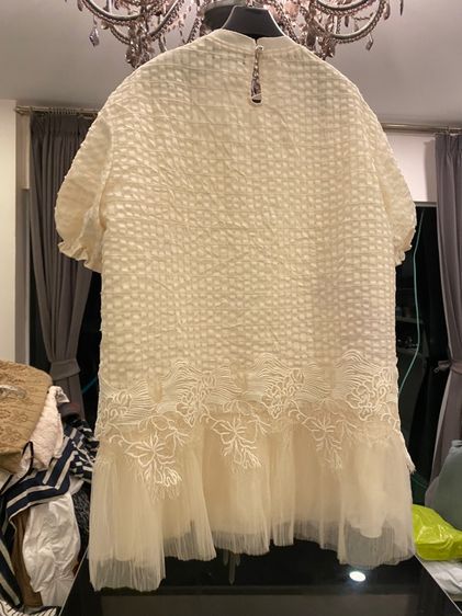 ชาแนล เสื้อตัวยาว กึ่งเดรส  เนื้อผ้าลูกไม้ฝรั่งเศส รูปที่ 4