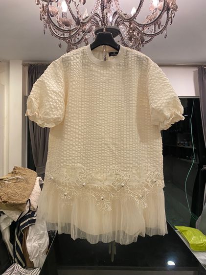 ชาแนล เสื้อตัวยาว กึ่งเดรส  เนื้อผ้าลูกไม้ฝรั่งเศส รูปที่ 2