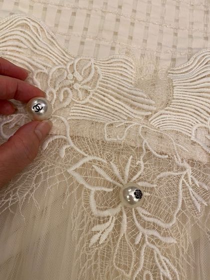 ชาแนล เสื้อตัวยาว กึ่งเดรส  เนื้อผ้าลูกไม้ฝรั่งเศส รูปที่ 7