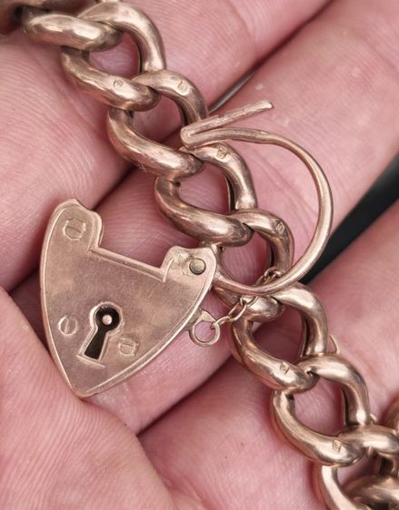 สร้อยข้อมือทองคำแท้ 9k (9ct 38.39℅) Rose Gold Made in england งานเก่ายุค Victorian สวยหายากมาก ราคาแบ่งปันครับ รูปที่ 7