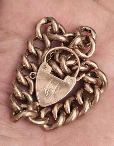 สร้อยข้อมือทองคำแท้ 9k (9ct 38.39℅) Rose Gold Made in england งานเก่ายุค Victorian สวยหายากมาก ราคาแบ่งปันครับ รูปที่ 4