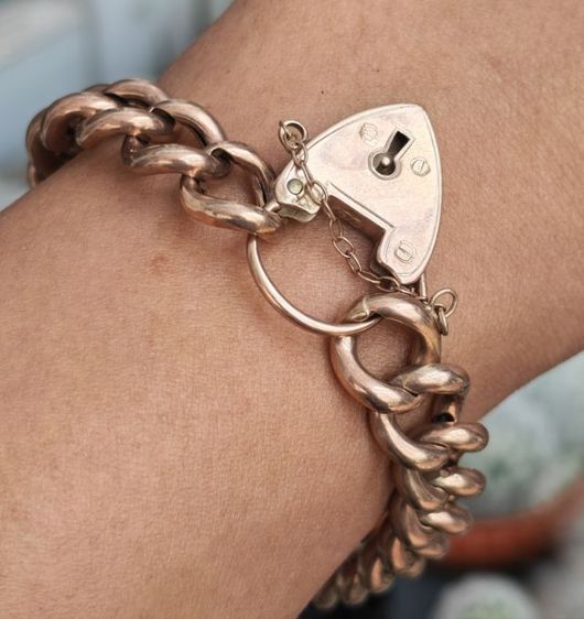 สร้อยข้อมือทองคำแท้ 9k (9ct 38.39℅) Rose Gold Made in england งานเก่ายุค Victorian สวยหายากมาก ราคาแบ่งปันครับ รูปที่ 9