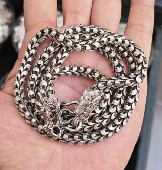 สร้อยคอเงินแท้ งานเก่า มันๆหายากๆ เส้นเดียวจบครับ รูปที่ 3