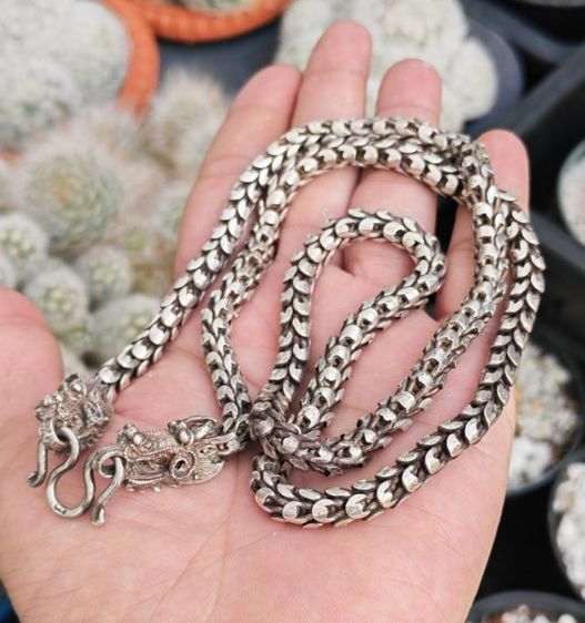 สร้อยคอและจี้ สร้อยคอเงินแท้ งานเก่า มันๆหายากๆ เส้นเดียวจบครับ