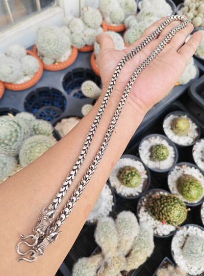 สร้อยคอเงินแท้ งานเก่า มันๆหายากๆ เส้นเดียวจบครับ รูปที่ 2