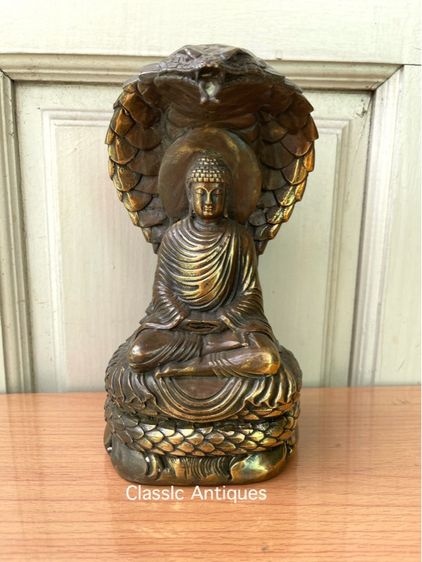 พระปางสมาธิ นาคปรกทองเหลือง