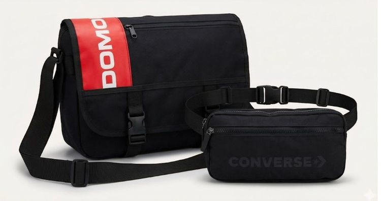 ไม่ระบุ ดำ โพลีเอสเตอร์ อื่นๆ 🔥 จัดหนัก‼️ แพ็กคู่ 2 ใบสุดคุ้ม Domon สะพายข้าง ➕️ Converse คาดอก สภาพสวยมาก
