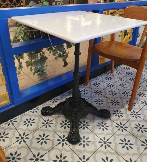 ชุดโต๊ะแผ่นหินขาวอิตาลีเก้าอี้ไม้แท้ รูปที่ 6