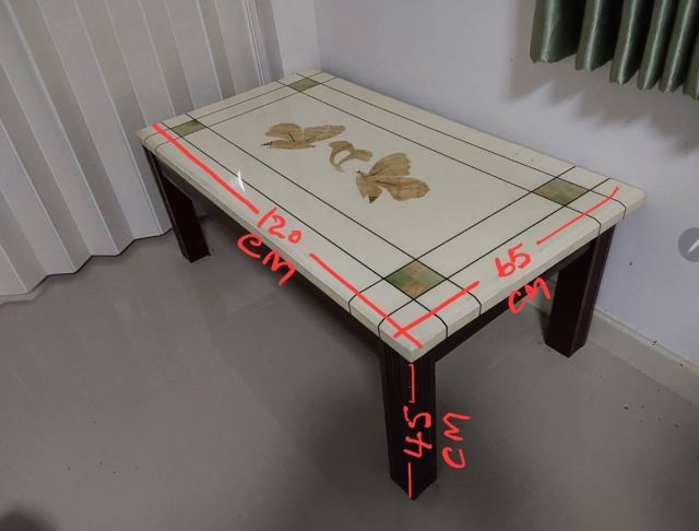 โต๊ะกลางท็อปหินอ่อน มือสอง สภาพสวย แข็งแรง ทนทาน ขนาดความกว้าง 65 ซ.ม.×ยาว 120 ซ.ม.×สูง 45 ซ.ม. รูปที่ 2