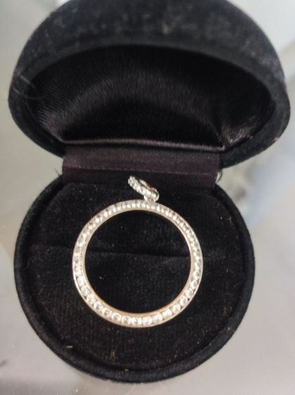 สร้อยคอและจี้ จี้ล้อมเพชรสังเคราะห์เงินแท้