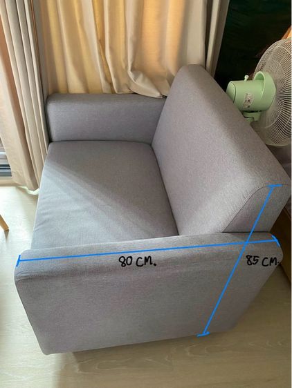 SOFA SiZE S ขนาด  85 CM 110 CM 80 CM โซฟา 2 ที่นั่งรุ่นโบ สีเทาอ่อน รูปที่ 2