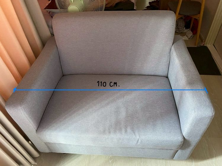 SOFA SiZE S ขนาด  85 CM 110 CM 80 CM โซฟา 2 ที่นั่งรุ่นโบ สีเทาอ่อน