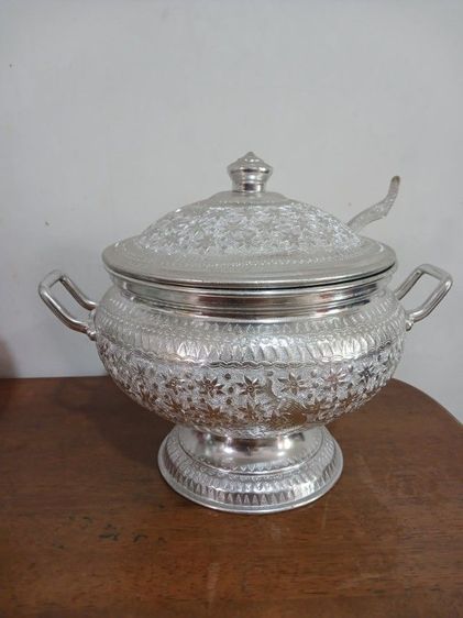 เครื่องเงินเก่า หม้อแบ่งข้าวใส่บาตร