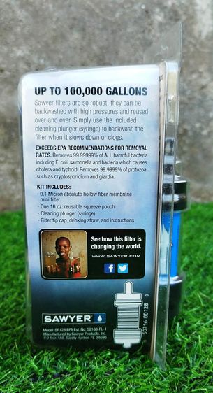 เครื่องกรองน้ำขนาดเล็ก พกพา Sawyer MINI Water Filtration System  SP128 แบบเดี่ยว สีน้ำเงิน รูปที่ 3