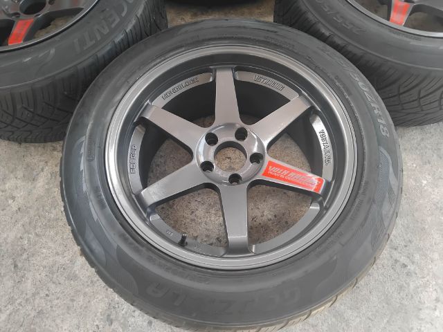 18" TE37 สีเทากันขอบ 18 9 ครึ่ง 10 ครึ่ง พร้อมยางปี 23