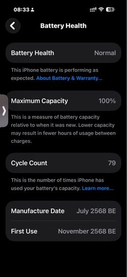 iPhone 16 pro max 256GB Apple care 1Y bat 100 79 cycle รูปที่ 8