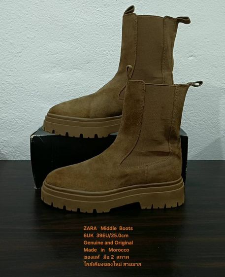 ZARA Middle Boots, Unisex 39EU(25.0cm) Original Made in Morocco ของแท้ มือ 2 สภาพใกล้เคียงของใหม่, รองเท้าบู้ท ZARA หนังแท้ พื้นเต็ม สวยมาก รูปที่ 15