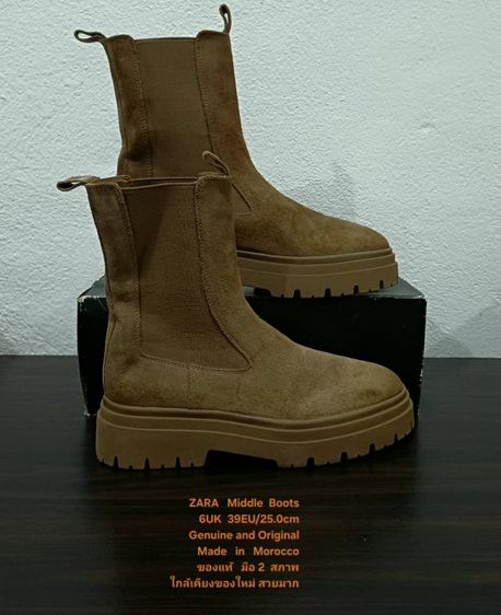 ZARA Middle Boots, Unisex 39EU(25.0cm) Original Made in Morocco ของแท้ มือ 2 สภาพใกล้เคียงของใหม่, รองเท้าบู้ท ZARA หนังแท้ พื้นเต็ม สวยมาก รูปที่ 14