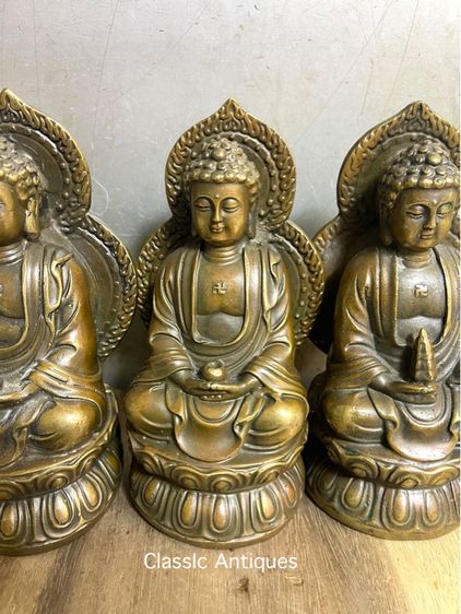 รูปปั้น พระยูไล พระพุทธเจ้า3 องค์ทองเหลือง สะสม รูปที่ 3