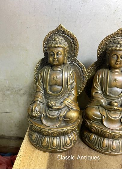 รูปปั้น พระยูไล พระพุทธเจ้า3 องค์ทองเหลือง สะสม รูปที่ 2