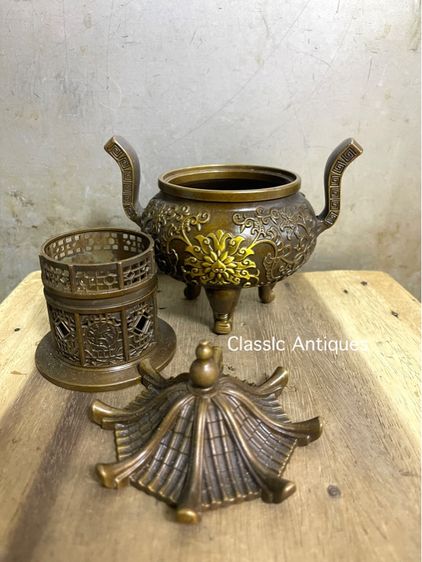 กระถาง กำยาน ทองเหลืองสะสม A20 รูปที่ 3