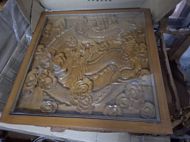 โต๊ะไม้สักงานแกะสลักโบราณขนาด 53 x53 ซม สูง 43ซม รูปที่ 3