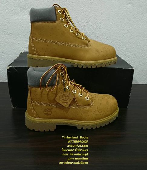 Timberland Boots For Children, Unisex 34EU(21.5cm) ของแท้ มือ 2 สภาพไม่ผ่านการใช้งานมาก่อน, รองเท้า Timberland หนังแท้ มีตำหนิตามรายละเอียด รูปที่ 15