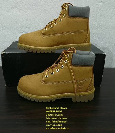 Timberland Boots For Children, Unisex 34EU(21.5cm) ของแท้ มือ 2 สภาพไม่ผ่านการใช้งานมาก่อน, รองเท้า Timberland หนังแท้ มีตำหนิตามรายละเอียด รูปที่ 16