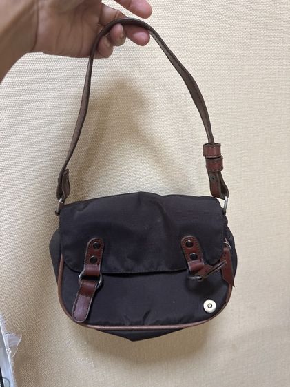 กระเป๋าสะพายใบเล็ก สีน้ำตาล ผ้าไนล่อน วินเทจ