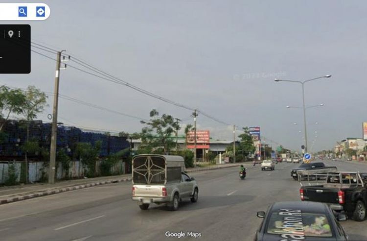 ที่ดินติดถนนพุทธสาคร5ไร่ ให้เช่าระยะยาว ถมแล้วทั้งแปลง หน้ากว้าง90เมตร