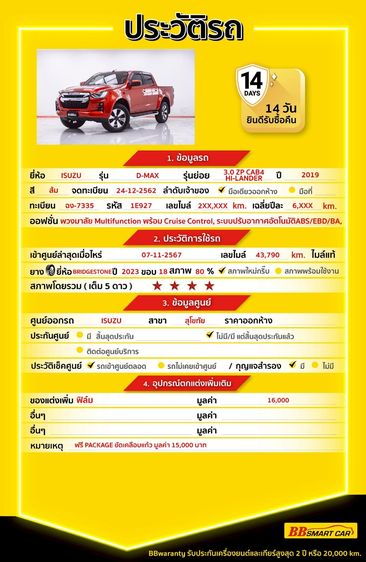 Isuzu D-MAX 2019 3.0 Hi-Lander Z Prestige Pickup ดีเซล ไม่ติดแก๊ส เกียร์ธรรมดา ส้ม รูปที่ 2