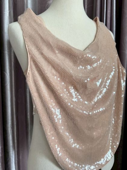 Used Lyn Around Crop Top Tank in Brown Sequin Size M Zippy backbone รูปที่ 11