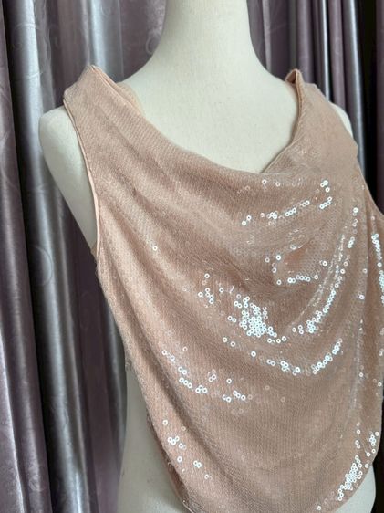 Used Lyn Around Crop Top Tank in Brown Sequin Size M Zippy backbone รูปที่ 2