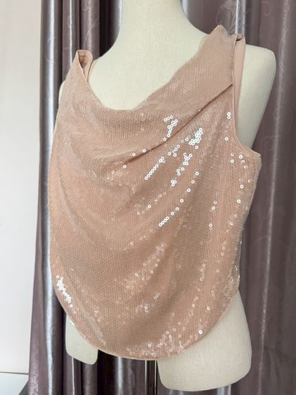 Used Lyn Around Crop Top Tank in Brown Sequin Size M Zippy backbone รูปที่ 15