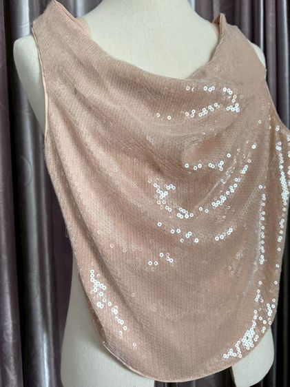 Used Lyn Around Crop Top Tank in Brown Sequin Size M Zippy backbone รูปที่ 14